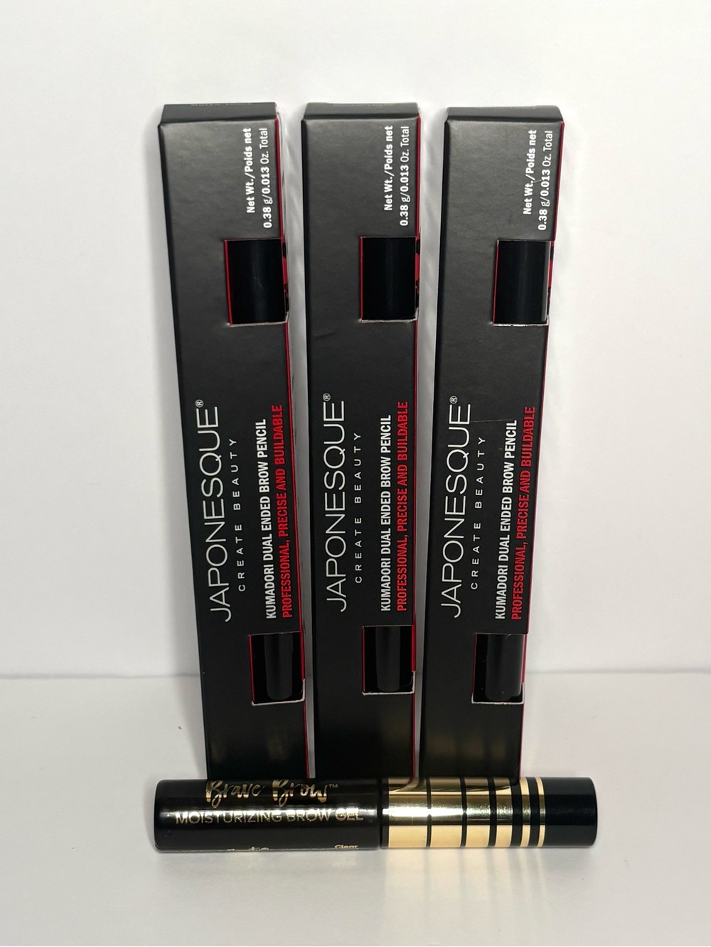 4-Piece Brow Bundle: 3x Brow Pencil (medium/dark) & 1x Brow Gel (clear)